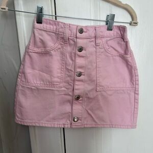 Pink Button-Front Denim Skirt old navy size 10-12